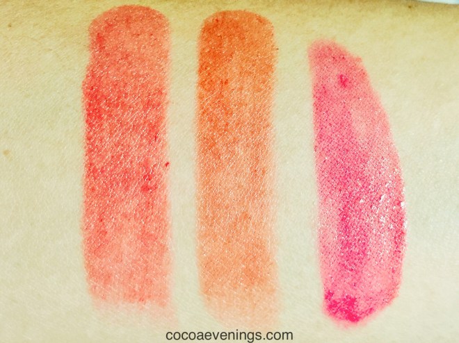 swatches of my current favourite red lipsticks